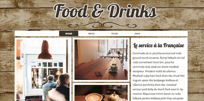 food and drink template for Silex website builder